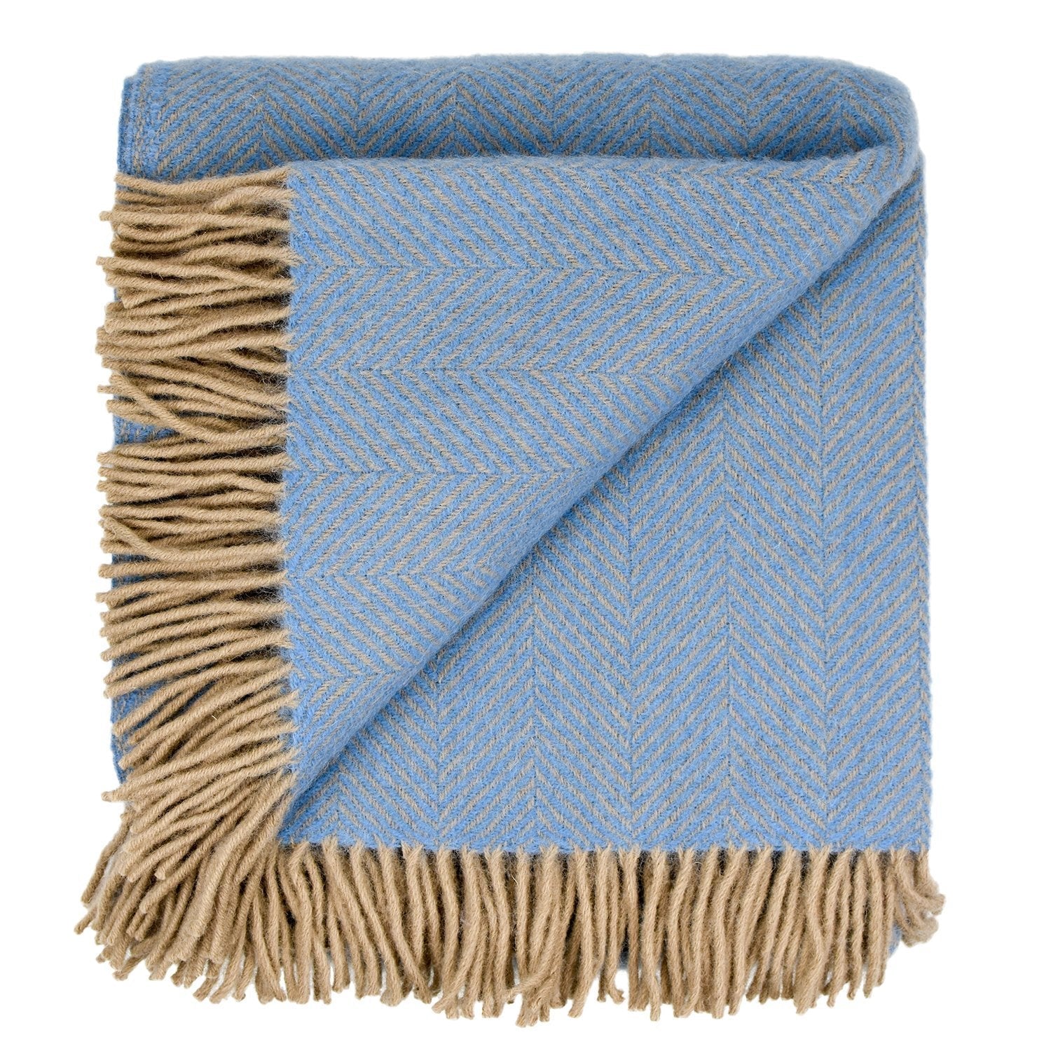 Highland Tweed Herringbone Pure New Wool Throw ~ Peconic Blue ~-Throws and Blankets-Prince of Scots-00810032750152-K4050030-012-Prince of Scots