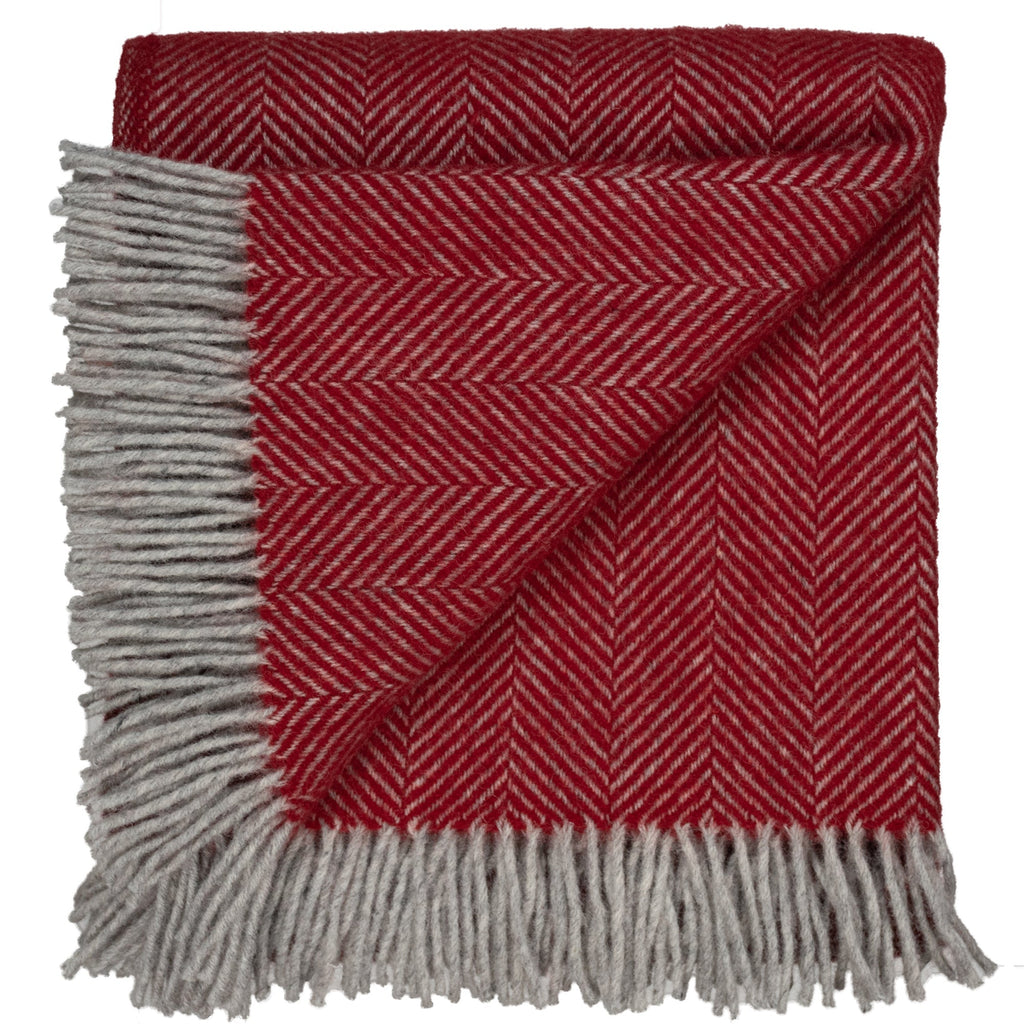Highland Tweed Herringbone Pure New Wool Throw ~ Ruby Red ~-Throws and Blankets-810032752415-K4050030-030-Prince of Scots