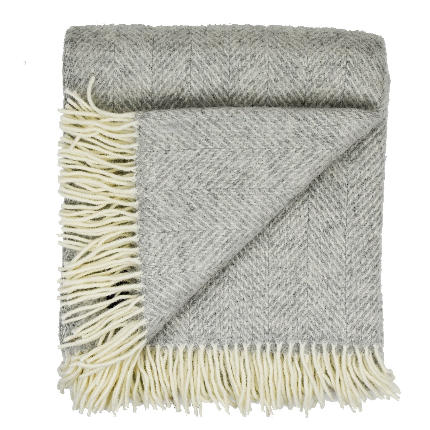 Highland Tweed Herringbone Pure New Wool Throw ~ Silver ~-Throws and Blankets-Prince of Scots-00810032750046-K4050030-013-Prince of Scots
