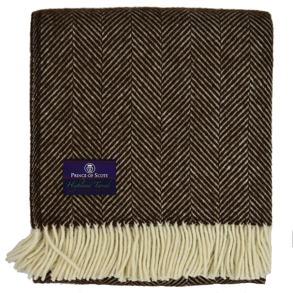 Highland Tweed Herringbone Pure New Wool Throw ~ Vanilla Bean ~-Throws and Blankets-Prince of Scots-00810032750176-K4050030-22-Prince of Scots