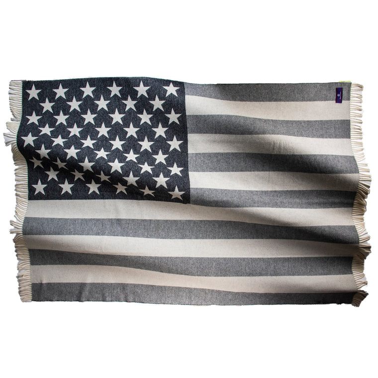 Monochromatic American Flag Merino Wool Throw