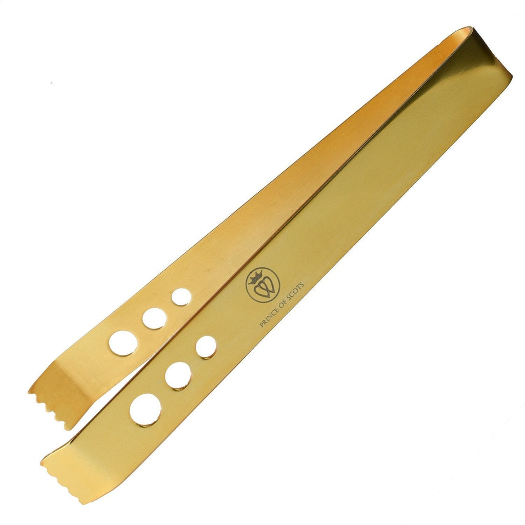 Prince of Scots 24K Gold-Plate 7 Inch Professional Series Ice Tongs-Barware-Prince of Scots-810032751616-BarIceTongG-Prince of Scots