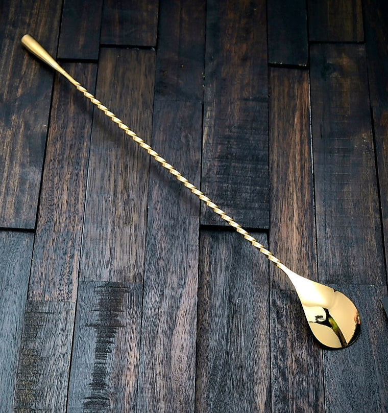 Prince of Scots 24K Gold-Plate Tear Drop Bar Spoon (Premium Gift Box)