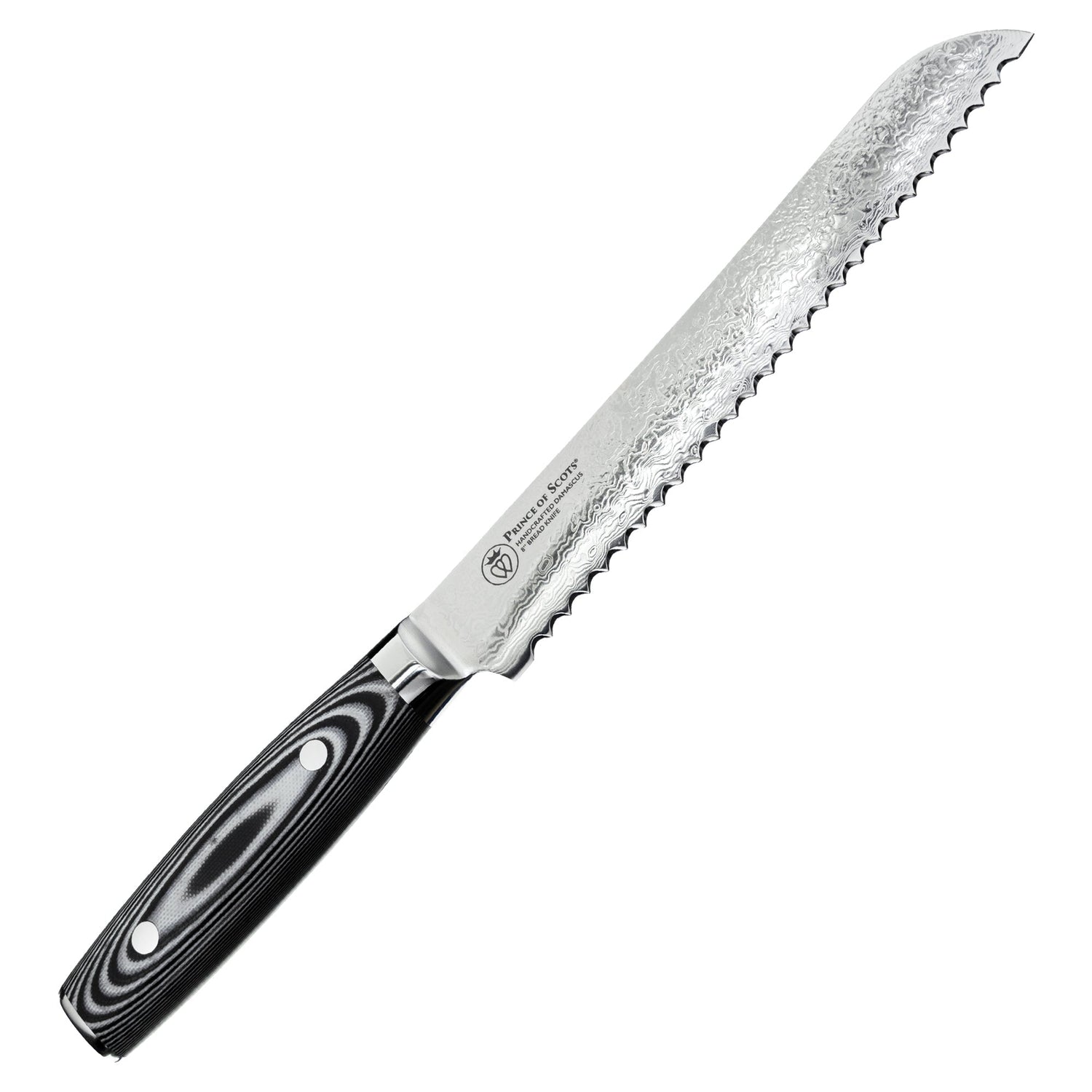 Prince of Scots 8 Inch Damascus Bread Knife-Knife-810032752750-8InBreadKnife-Prince of Scots