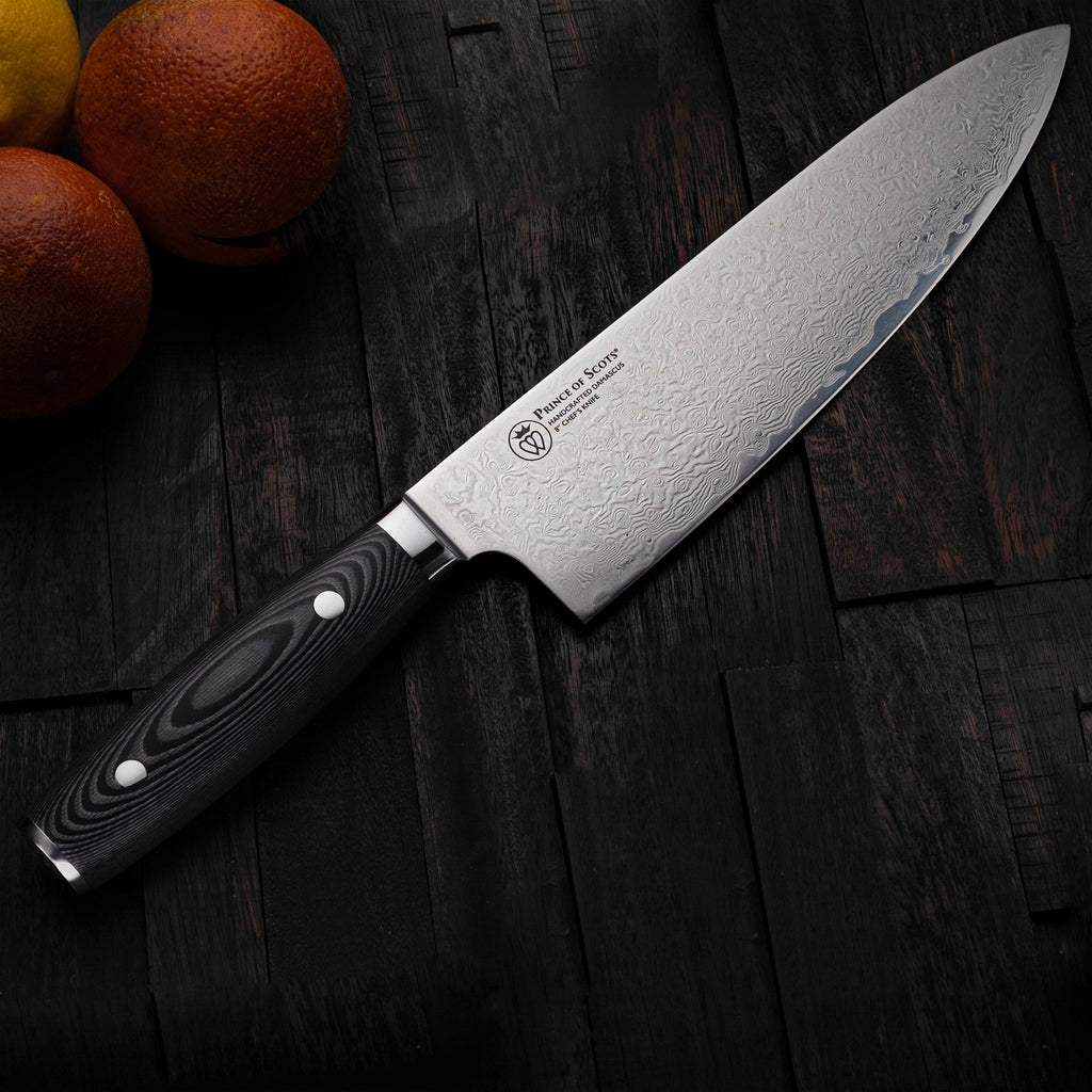 Prince of Scots 8 Inch Damascus Chef's Knife-Knife-810032752743-8InChefKnife-Prince of Scots