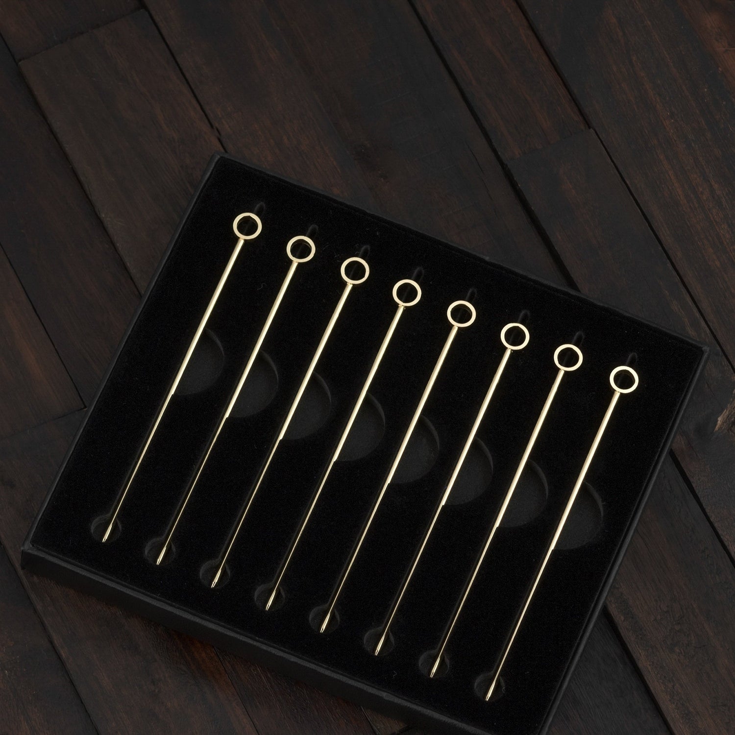 Prince of Scots 8-Pack Professional XL-Cocktail Picks (Gold in Gift Box)-Barware-810032752927-GoldPick8Box-Prince of Scots