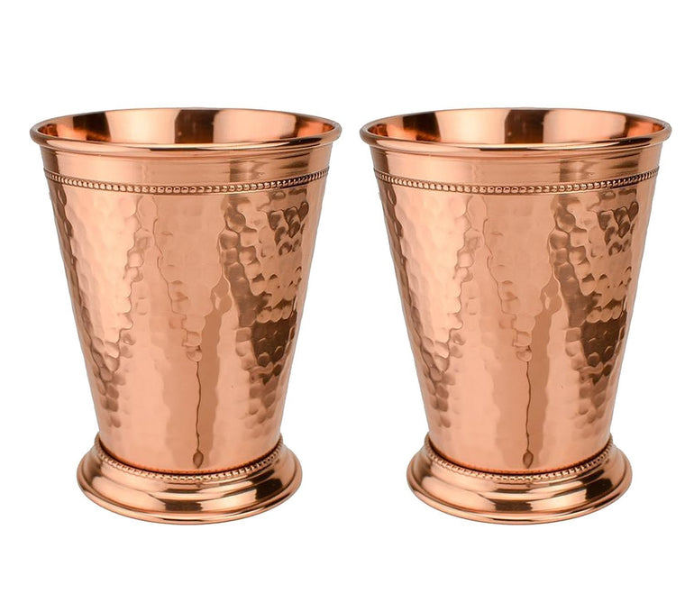 Prince of Scots Hammered Copper 12 Ounce Mint Julep Cup (Set of 2) Premium Gift Box