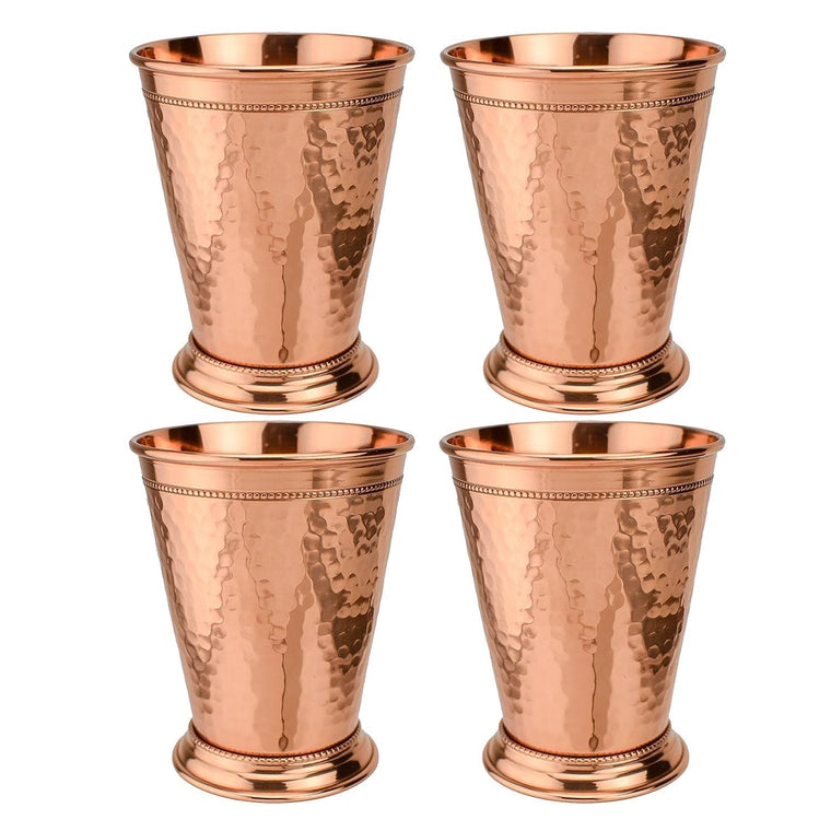 Prince of Scots Hammered Copper 12 Ounce Mint Julep Cup (Set of 4) Premium Gift Box