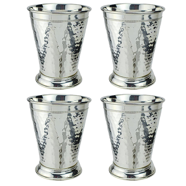 Prince of Scots Hammered Copper Mint Julep Cup w/ Pure Silver-Plate (Set of 4)