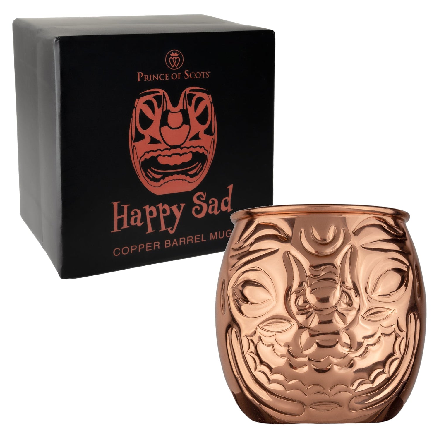 Prince of Scots Happy/Sad Copper Barrel Tiki Mug-Barware-810032752958-HappySadMug-Prince of Scots
