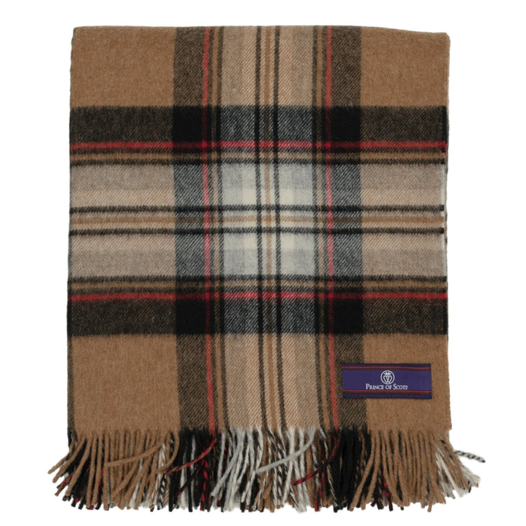 Prince of Scots Highland Tartan Tweed Merino Wool Throw ~ Camel Stewart ~-Throws and Blankets-Prince of Scots-Prince of Scots