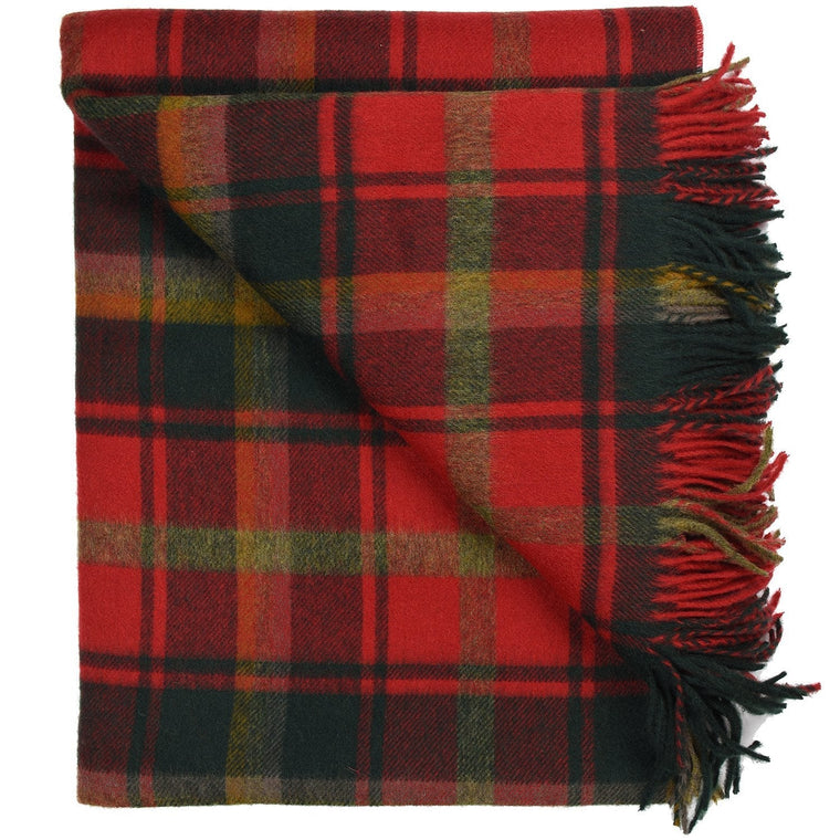 Prince of Scots Highland Tartan Tweed Merino Wool Throw ~ Dark Maple ~