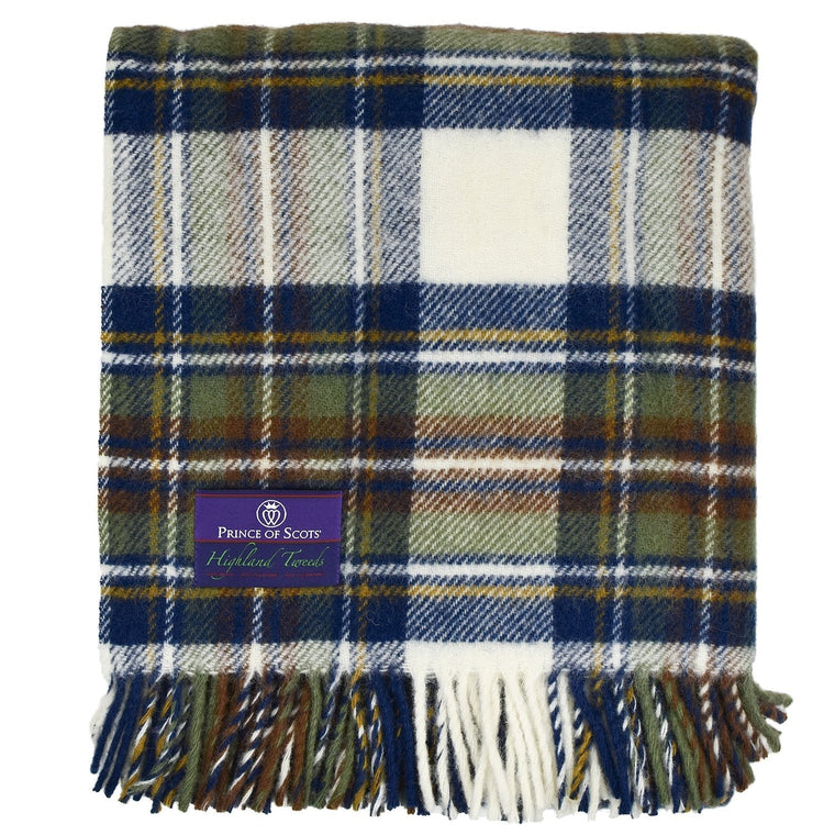 Prince of Scots Highland Tweed Fluffy Throw (Muted Blue Dress Stewart)-Throws and Blankets-Prince of Scots-00810032750275-J4050028-014-Prince of Scots