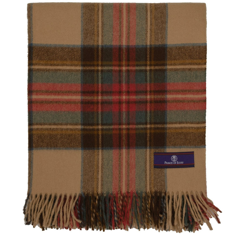 Prince of Scots Highland Tweed Merino Wool Throw ~ Antique Dress Stewart ~-Throws and Blankets-Prince of Scots-00810032750527-J400014-Prince of Scots