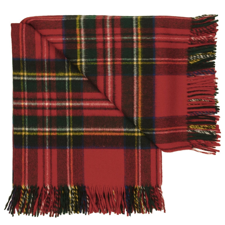 Prince of Scots Highland Tweed Merino Wool Throw ~ Royal Stewart  ~