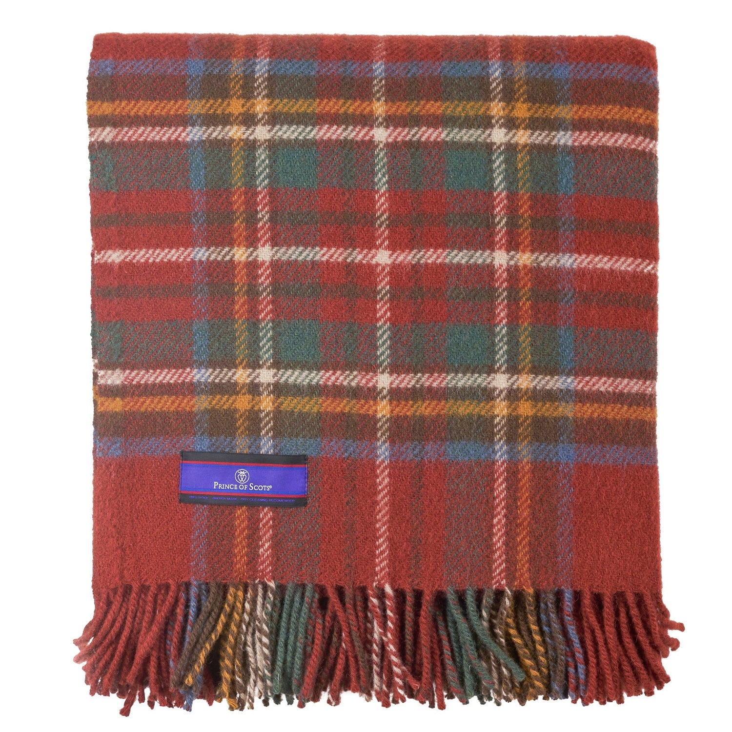 Prince of Scots Highland Tweed Pure New Wool Fluffy Throw ~ Antique Royal Stewart ~-Throws and Blankets-J4050028-21-Prince of Scots