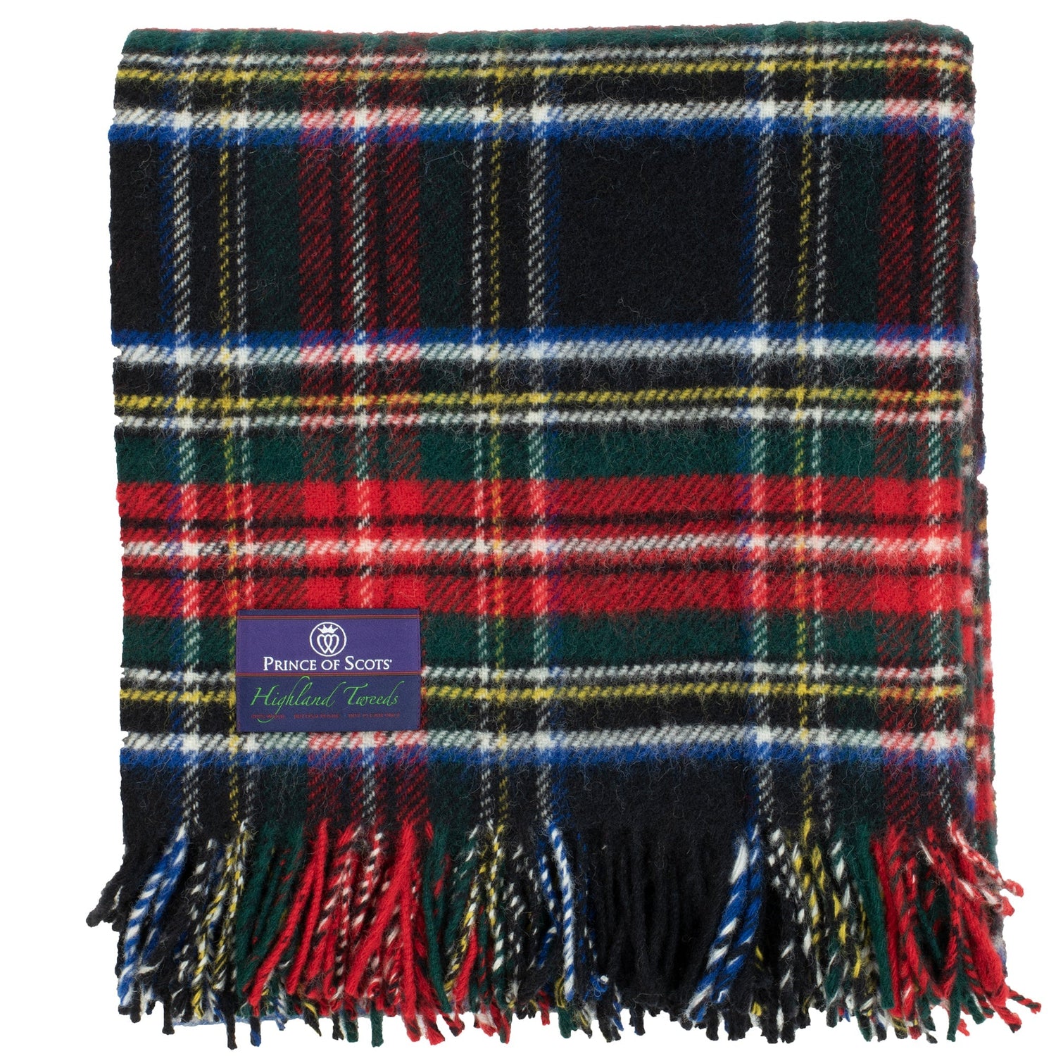 Prince of Scots Highland Tweed Pure New Wool Fluffy Throw ~ Black Stewart ~-Throws and Blankets-810032750190-K40050018-007-Prince of Scots