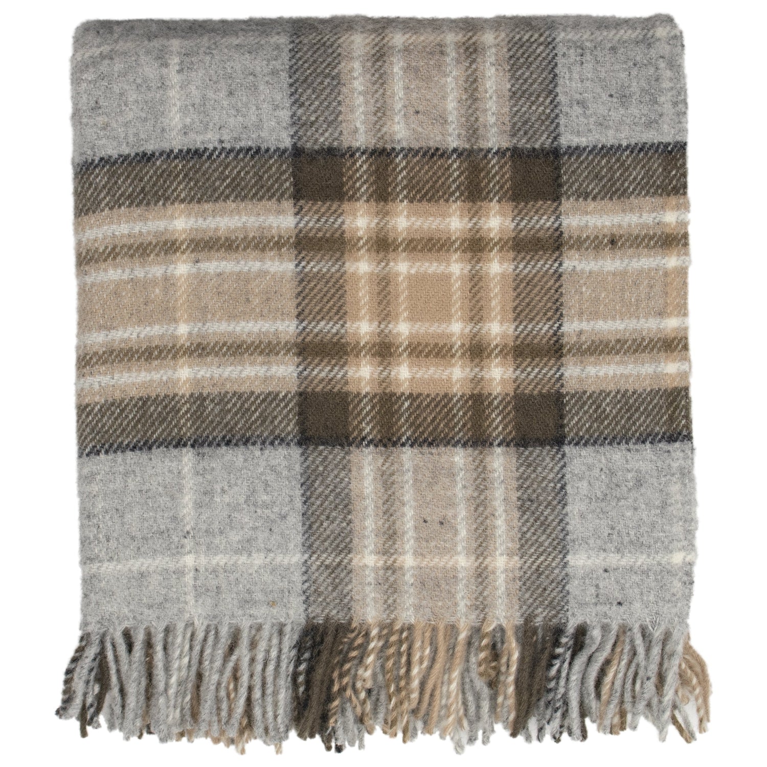 Prince of Scots Highland Tweed Pure New Wool Fluffy Throw ~ McKellar Tan Plaid ~-Throws and Blankets-Prince of Scots-00810032750251-K4050018-02-Prince of Scots
