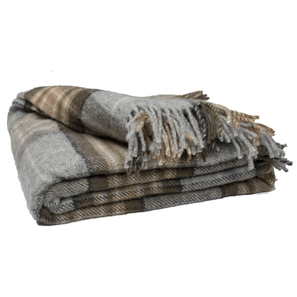 Prince of Scots Highland Tweed Pure New Wool Fluffy Throw ~ McKellar Tan Plaid ~-Throws and Blankets-Prince of Scots-00810032750251-K4050018-02-Prince of Scots