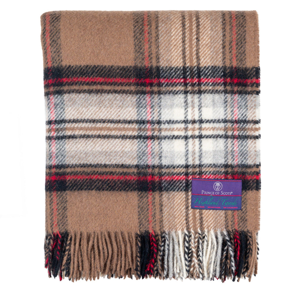 Prince of Scots Highland Tweed Pure New Wool Throw ~Camel Stewart ~-Throws and Blankets-634934462551-J4050028-003-Prince of Scots