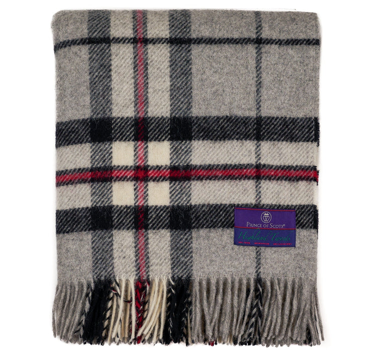Prince of Scots Highland Tweed Pure New Wool Throw (Grey Thompson)-Throws and Blankets-Prince of Scots-810032752057-J4050028-005-Prince of Scots