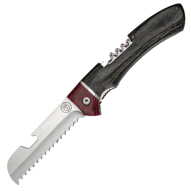 Prince of Scots Picnic Knife | Folding Knife | Premium Steel, Wine & Bottle Opener, Scalloped Edge Blade, Large Handle