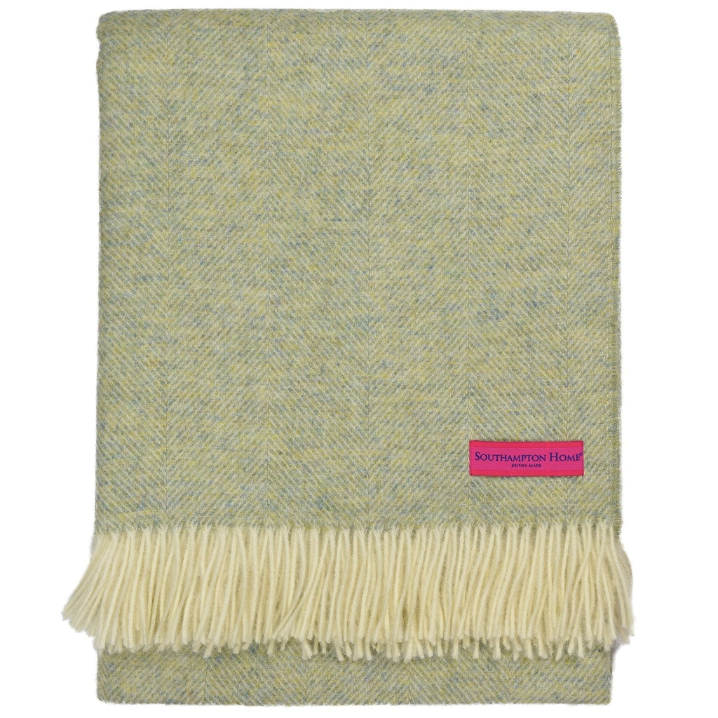 SOUTHAMPTON HOME Wool Herringbone Throw (Meadow)-Throws and Blankets-Prince of Scots-810032750954-Q028001-33-Prince of Scots