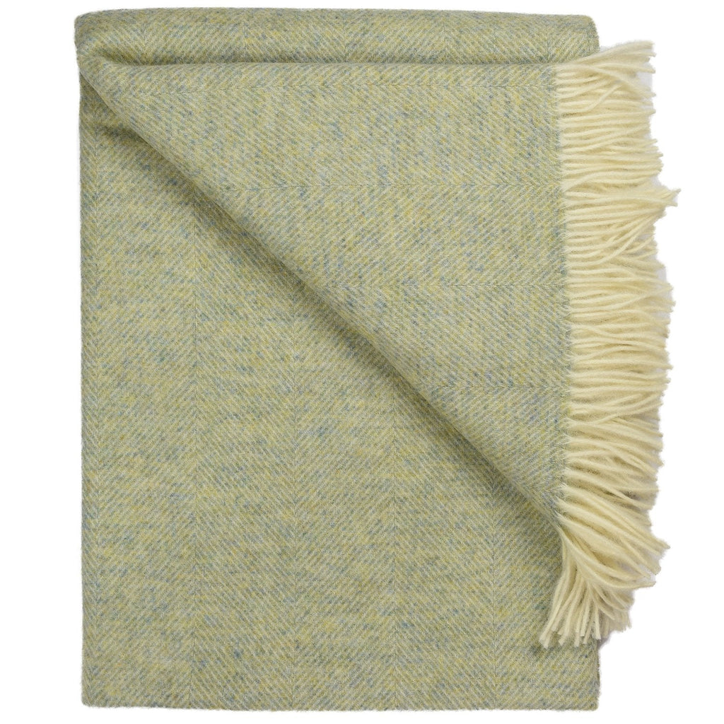 SOUTHAMPTON HOME Wool Herringbone Throw (Meadow)-Throws and Blankets-Prince of Scots-810032750954-Q028001-33-Prince of Scots