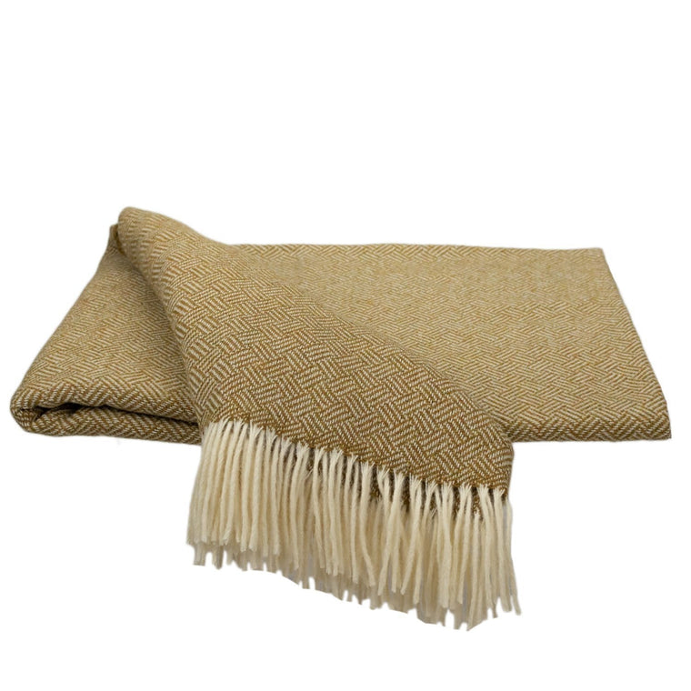 Southampton Home Merino Wool Basket Weave Throw (Gold)