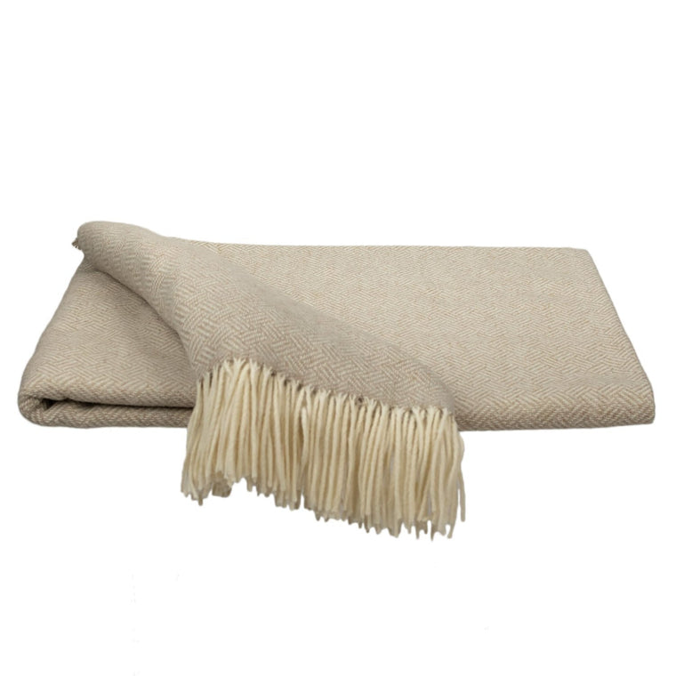 Southampton Home Merino Wool Basket Weave Throw (Sand)