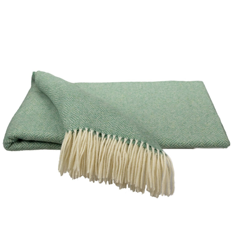 Southampton Home Merino Wool Basket Weave Throw (Sea Glass)