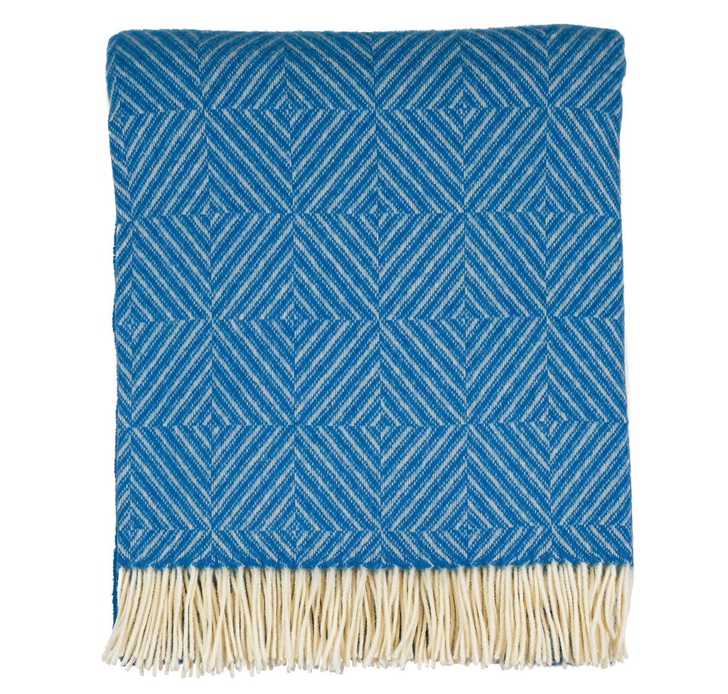 Southampton Home Merino Wool Geometric Throw (Blue)-Throws and Blankets-GeoBlue-Prince of Scots