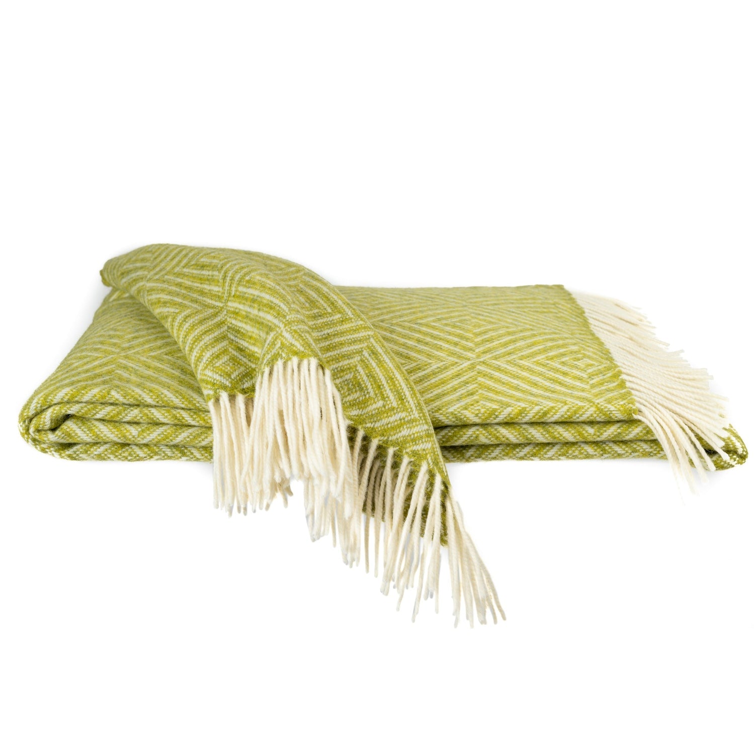 Southampton Home Merino Wool Geometric Throw (Lime)-Throws and Blankets-Prince of Scots