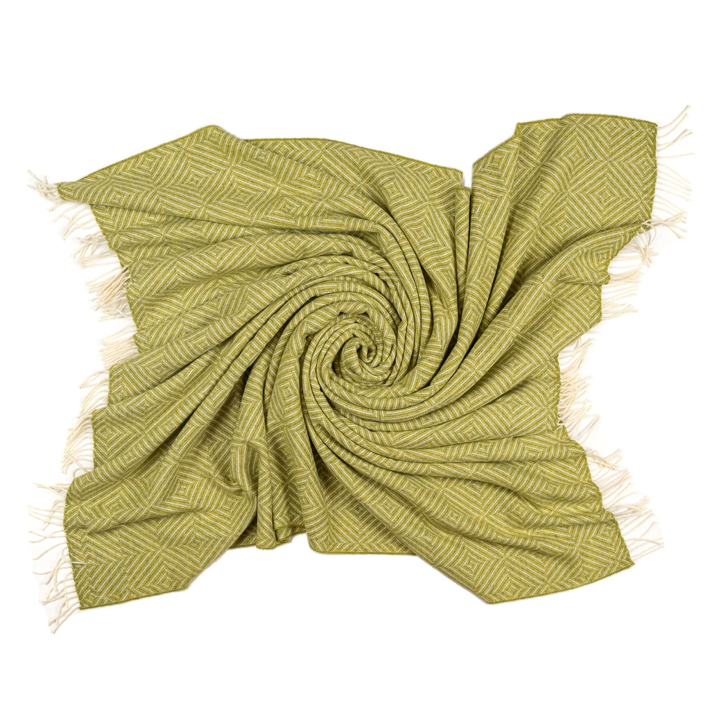 Southampton Home Merino Wool Geometric Throw (Lime)-Throws and Blankets-Prince of Scots