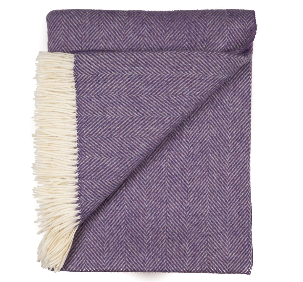 Southampton Home Merino Wool Herringbone Throw (Lavender)-Throws and Blankets-Q0290011-Prince of Scots