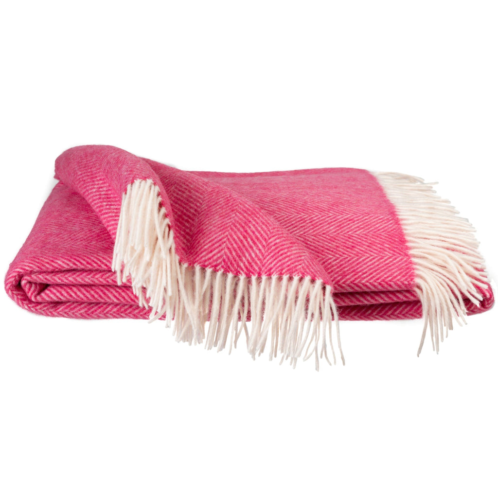 Southampton Home Merino Wool Herringbone Throw (Pink )-Throws and Blankets-Q029005-Prince of Scots