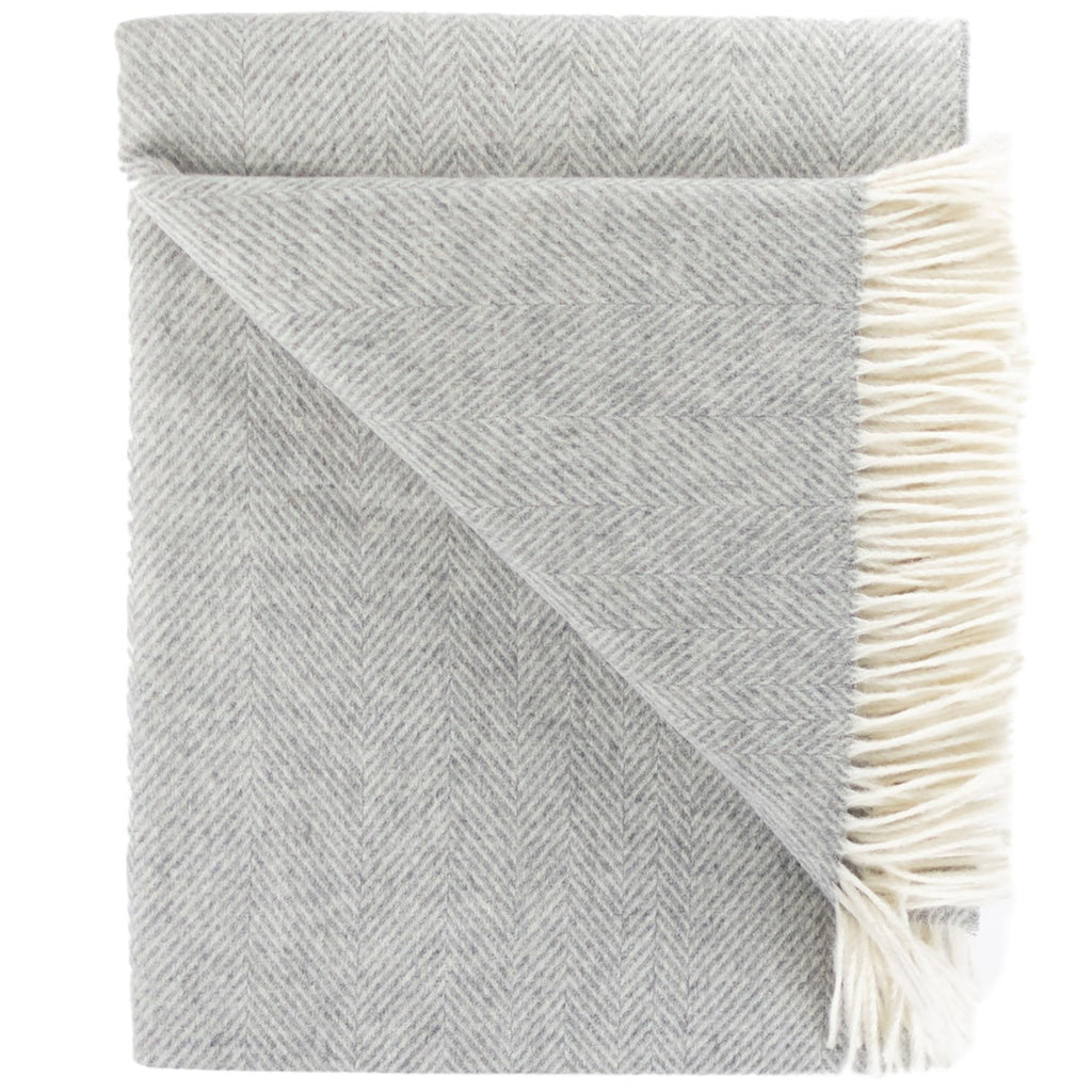 Southampton Home Merino Wool Herringbone Throw (Silver)-Throws and Blankets-Prince of Scots-810032751081-Q029001-Prince of Scots