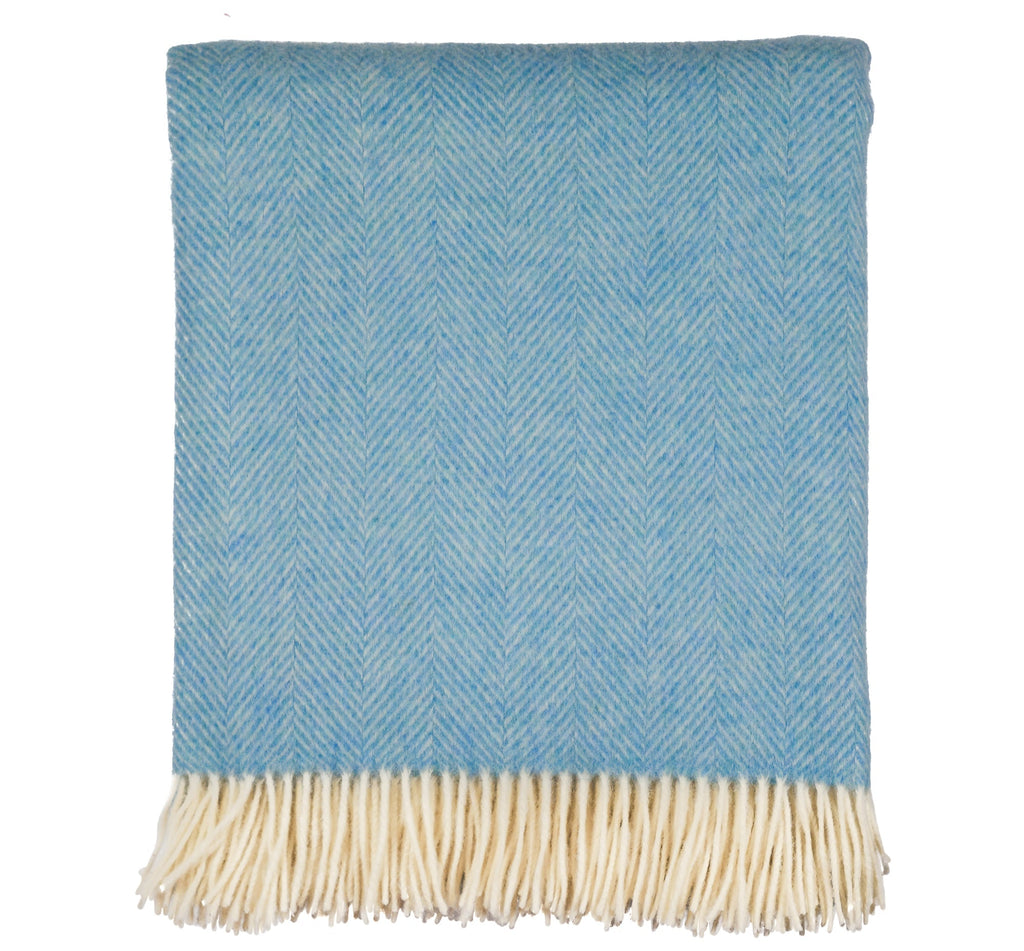 Southampton Home Merino Wool Herringbone Throw (Sky Blue)-Throws and Blankets-Q029009-Prince of Scots