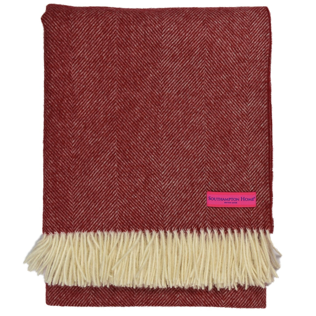 Southampton Home Wool Herringbone Throw (Cherry)-Throws and Blankets-Prince of Scots-810032750978-Q028001-22-Prince of Scots